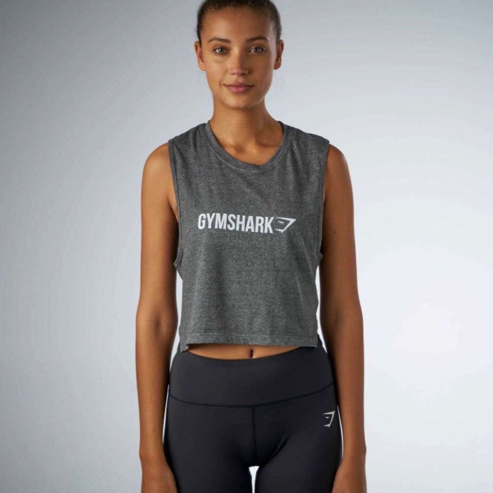 Gymshark grey cropped mesh tank